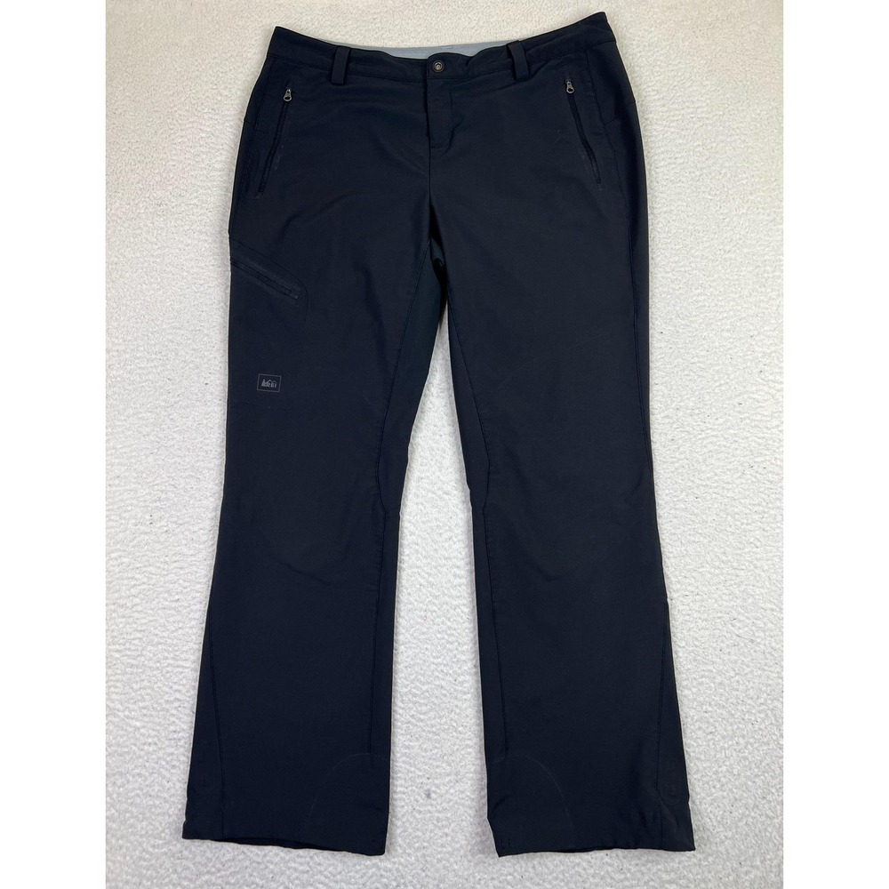 REI Pants Womens 14 Black Soft Shell Hiking Ski Outdoor Stretch Zip Pockets
